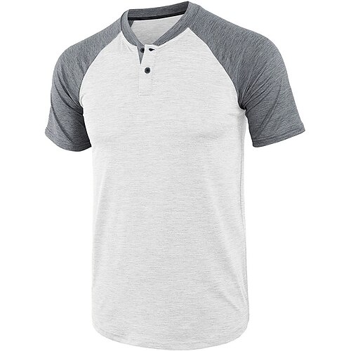 

Homme Chemise Henley Shirt T-shirt Bloc de couleur Manches raglan Henley Plein Air Vacances Manches courtes Bouton Vêtement Tenue Mode Design basique