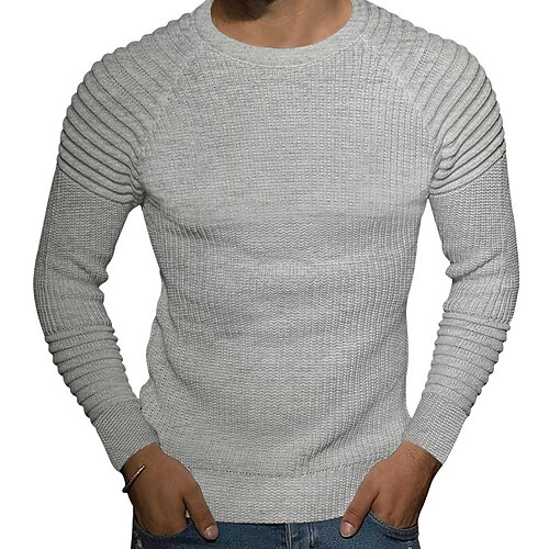 

Hombre Camiseta Camisa de gofres Camiseta superior Plano delgado plisado Cuello Barco Calle Vacaciones Manga Larga De Punto Ropa Moda Design Básico