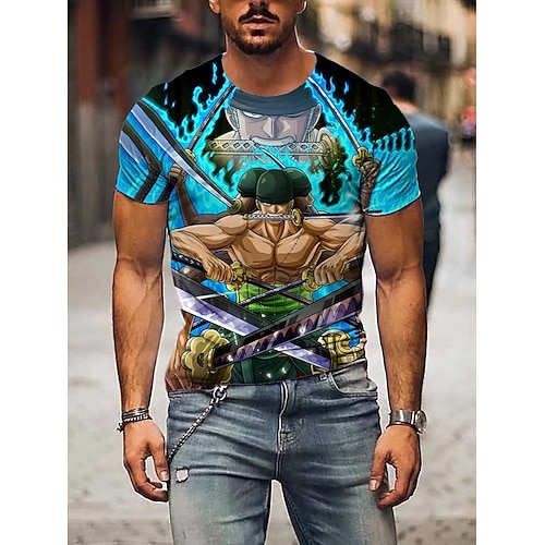 

macaco de uma peça d. camiseta luffy roronoa zoro com estampa gráfica para homens adultos estampa 3d casual diariamente