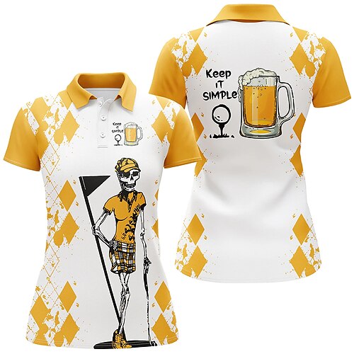 

Mulheres Camisa polo de caminhada vestuário de golfe roupas de golfe Respirável Secagem Rápida Leve Manga Curta Blusas Geometria Verão Tênis Golfe Pickleball