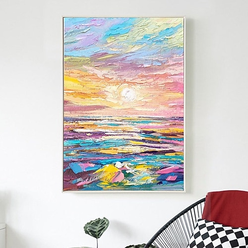 

pintura a óleo pintada à mão artesanal parede moderna abstrata sol paisagem pintura em tela pintura em tela decoração para casa decoração em tela enrolada sem moldura não esticada