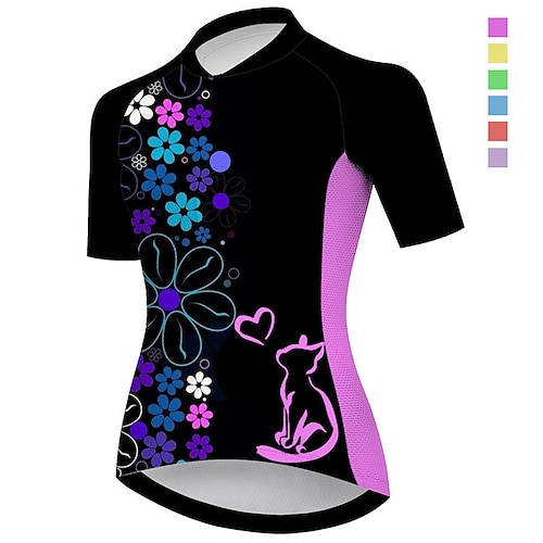 

21Grams Mulheres Camisa para Ciclismo Manga Curta Moto Blusas com 3 bolsos traseiros Ciclismo de Montanha Ciclismo de Estrada Respirável Secagem Rápida Pavio Humido Tiras Refletoras Violeta Amarelo