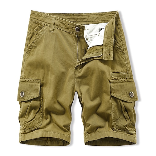 

Men's Cargo Shorts Hiking Shorts Flap Pocket Plain Comfort Breathable Outdoor Daily Going out 100% Cotton Fashion Casual Black Army Green