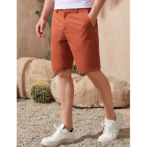 

Homens Calção Shorts Chino Bermudas Bolsos Tecido Conforto Respirável Ao ar livre Diário Para Noite Misto de Algodão Casual Laranja