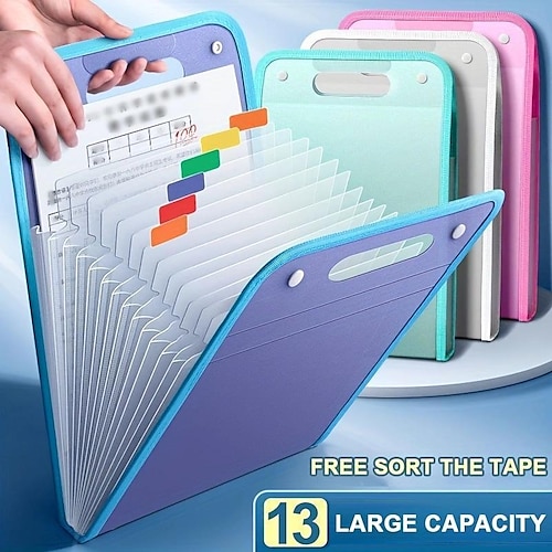 

13-Tier Vertical File Bag: Portable, Durable, and Large Capacity A4 Document Storage Organizer