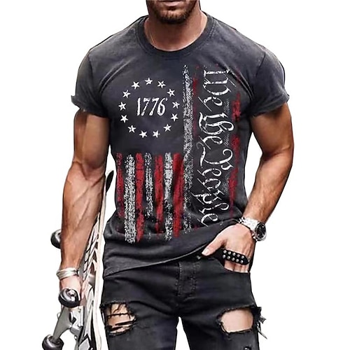 

Herren T Shirt Graphic Nationalflagge Rundhalsausschnitt Bekleidung 3D-Druck Outdoor Täglich Kurzarm Bedruckt Modisch Designer Vintage