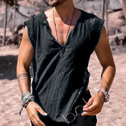 

Men's Tank Top Vest Top Undershirt Plain V Neck Sports & Outdoor Athleisure Cap Sleeve Clothing Apparel Fashion Streetwear Bodybuilding Fitness