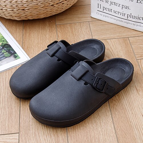 

Homens Chinelos Sapatos Confortáveis Casual Diário PVC Respirável Preto Branco Verão Primavera