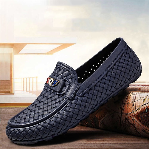 

Herren Loafer Slip On Freizeitschuhe für Herren Mokkasin Komfort Schuhe Brautkleider schlicht Outdoor Täglich Wanderschuhe Kunstleder Atmungsaktiv Schwarz Weiß Marineblau Sommer