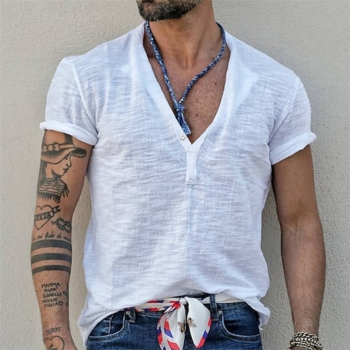 

Per uomo maglietta Camicia Henley Liscio Henley Strada Per eventi Manica corta Abbigliamento Di tendenza Informale Comodo