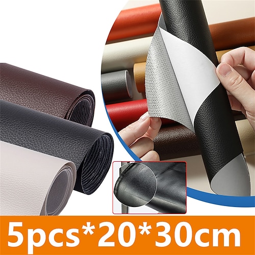 

5pcs 20x30cm Self Adhesive PU Leather Patches Diy Stickers Faux Synthetic Stick-on Leather Fabric for Sofa Repair Patch Sticky