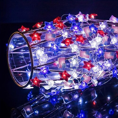 

2m 3M Cuerdas de Luces 20/30 LED Blanco Cálido Luces navideñas Fiesta Vacaciones Estrella Alimentado por USB Baterías alimentadas