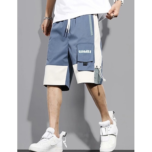 

Men's Cargo Shorts Casual Shorts Techwear Pocket Color Block Comfort Breathable Outdoor Daily Going out Fashion Casual Black Blue