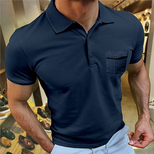 

Men's Sport Polo Polo Shirt Casual Holiday Lapel Short Sleeve Fashion Basic Plain Button Summer Regular Fit Wine Navy Blue Dark Gray Green Light Grey Sport Polo