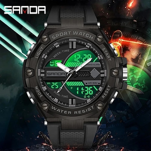 

Sanda Männer Uhren Mode Outdoor Sport Quarz LED Digitaluhr 50m wasserdicht Elektron Armbanduhr Männer Militär Armee Uhr männlich