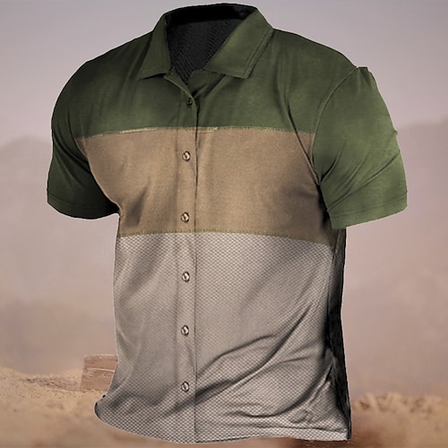 

Homme Chemise Chemise boutonnée Chemise décontractée Chemisette Chemise d'été Chemise de plage Bleu Marron Kaki Gris Manche Courte Bloc de couleur Revers du quotidien Vacances Vêtement Tenue Rétro