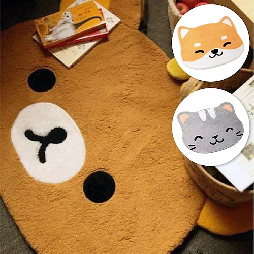 

Tapis mignon chat gris, tapis de sol antidérapant pour salle de bain, paillasson lavable de dessin animé pour chambre/salon