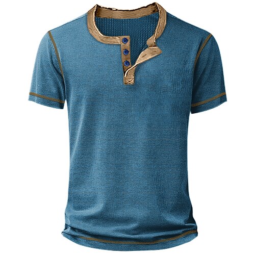 

Hombre Camiseta Henley Shirt Camiseta superior Plano Henley Calle Vacaciones Mangas cortas Ropa Moda Design Básico