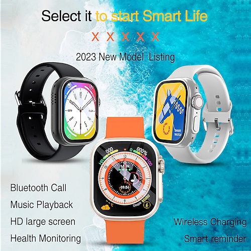 

696 Watch8Ultra Reloj inteligente 2.01 pulgada Smartwatch Reloj elegante Bluetooth Recordatorio de Llamadas Seguimiento del Sueño Monitor de Pulso Cardiaco Compatible con Android iOS Mujer Hombre