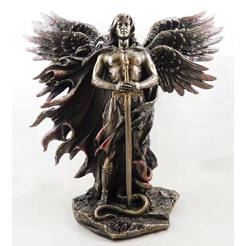 

Resin Crafts Garden Statue Creative Theme Faith Small Ornaments - Handcrafted Imitation Wood Carving Resin Ornaments for Home Decoration 12615CM