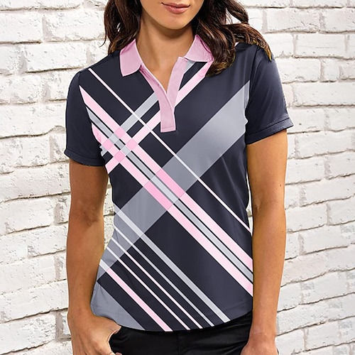 

Women's Polo Shirt Golf Shirt Golf Clothes Breathable Quick Dry Soft Short Sleeve Top Regular Fit Stripes Summer Spring Tennis Golf Badminton