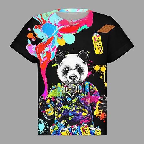 

Jungen T-Shirt Kurzarm T-Shirt Graphic Karikatur Panda 3D-Druck Aktiv Sport Modisch Polyester Outdoor Casual Täglich kinderkleidung Rundhalsausschnitt 3-12 Jahre 3D-gedruckte Grafik Regular Fit Hemd
