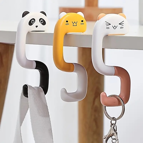 

Bolsa de plástico portátil para viaje, bolsa de mesa decorativa con gancho colgante de animal bonito, bolsa con gancho, soporte de almacenamiento de pared, colgador de bolsa para viaje