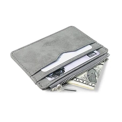 

1 stücke karte brieftasche kurz matt leder retro multi-card frosted stoff kartenhalter reißverschlusstasche geld stonego neue minimalistische geldbörse