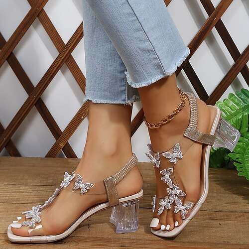 

Mujer Sandalias Sandalias de Tacón Zapatos claros Tallas Grandes Exterior Playa Verano Talón de bloque Moda Elegante Microfibra Banda Elástica Blanco
