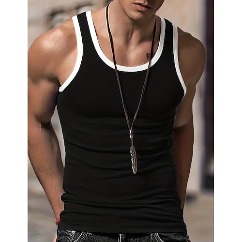

Men's Tank Top Color Block U Neck Outdoor Going out Sleeveless Clothing Apparel Fashion Designer Muscle Muscle Fit