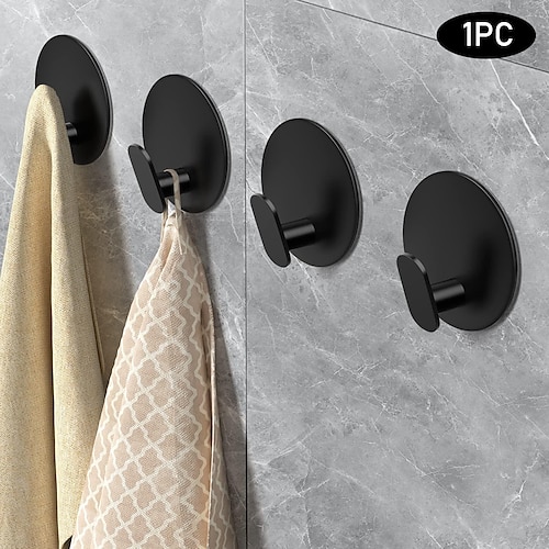 

1pc Towel Hooks for Bathroom, Adhesive Hooks, 304 Stainless Steel Shower Hooks, Round Wall Hook Holder for Hanging Robe, Loofah, Coat, Clothes, Hat, Key in Washroom Kitchen Hotel