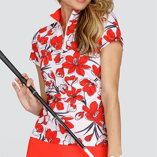 

Femme T-shirt POLO Chemise de golf vêtements de golf Respirable Séchage rapide Doux Manche Courte Top Standard Floral Eté Printemps Tennis Le golf Badminton