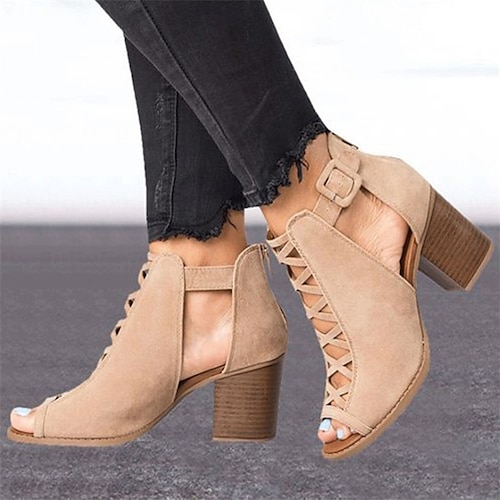 

Damen Sandalen Blockabsatz Sandalen Übergrössen Outdoor Strand Stöckelschuh Blockabsatz Peep Toe Elegant Brautkleider schlicht Minimalismus Satin Schnalle Feste Farbe Schwarz Aprikose