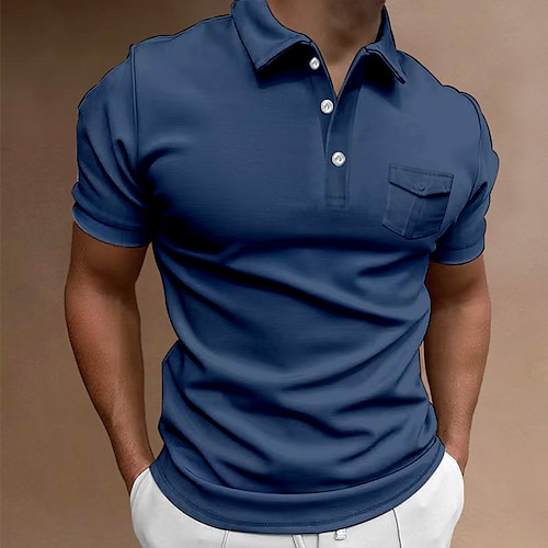 

Herren Sport-Polo Poloshirt Casual Festtage Kargen Kurzarm Modisch Basic Glatt Taste Sommer Regular Fit Wein Marineblau Dunkelgrau Grün Sport-Polo