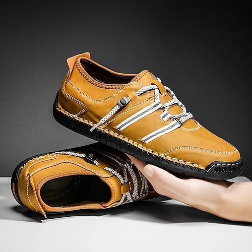 

Homens Sapatos casuais masculinos Costura à mão Casual Diário Caminhada Cetim Pele Prova-de-Água Respirável Castanho avermelhado Amarelo marrom Preto Verão Outono