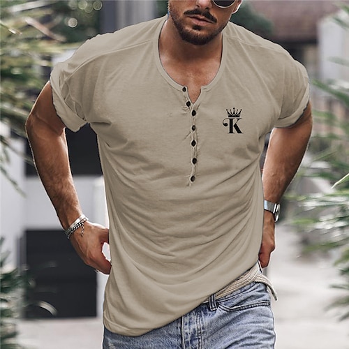 

Homens Camisa Henley Camisetas gráficas Estampas Abstratas Pôquer Henley Roupa Impressão A Quente Diário Esportes Manga Curta Botão Imprimir Moda Designer Casual