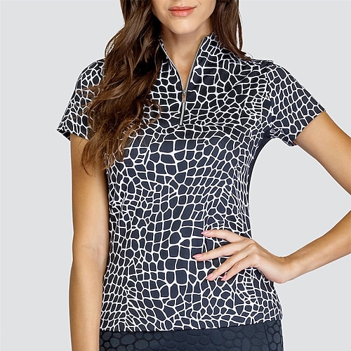 

Mulheres Camisa polo de caminhada Camisa de golfe roupas de golfe Respirável Secagem Rápida Macio Manga Curta Blusas Normal Leopardo Riscas Verão Primavera Tênis Golfe Badminton