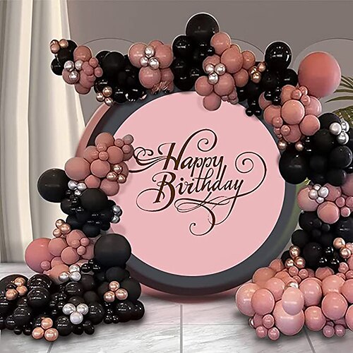 

104 Uds. Cadena de globos rosa y negro decoración de boda globo fiesta de cumpleaños decoración de fiesta temática globo