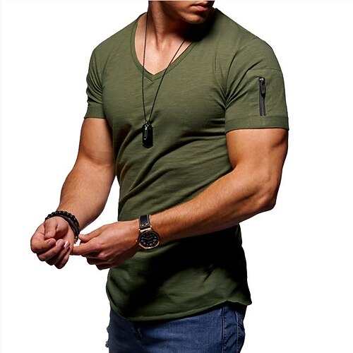 

Herren Übergröße Groß Hoch T Shirt Tee V Ausschnitt Schwarz Weiß Dunkelmarine Kurze Ärmel Outdoor Ausgehen Zip Glatt Bekleidung Polyester Stilvoll Basic Brautkleider schlicht
