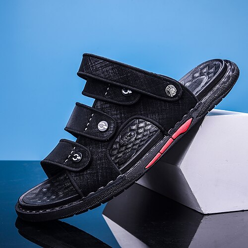 

Herren Sandalen Flache Sandalen Brautkleider schlicht Strand Design Outdoor Täglich Wanderschuhe PVC PU Atmungsaktiv Schwarz Weiß Grau Farbblock Sommer Frühling