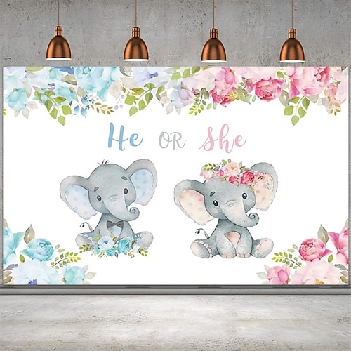 

1 peça - revelação do gênero do aniversário do bebê pano de fundo elefante adereços de festa