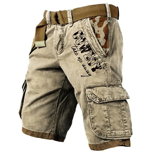 

Men's Cargo Shorts Shorts Hiking Shorts Multi Pocket Letter Graphic Prints Wearable Short Outdoor Daily Designer Casual Khaki