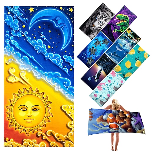 

1 Ocean Cartoon Scenery Animal Beach Towel For Children And Adults Microfiber Beach Towel For Summer Quick Drying Beach Blanket Anti Sand Towel