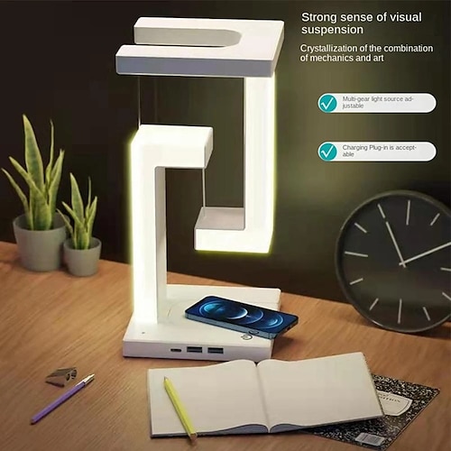 

Anti-Schwerkraft-Schreibtischlampe, LED-Lampe, Smartphone, kabelloses Aufladen, Hängetischlampe, USB, Schlafzimmer, Schlaflicht, Leselicht