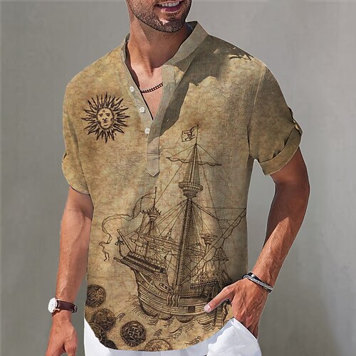 

Herrenhemd, Leinenhemd, Sommerhemd, Strandhemd, Schwarz, Weiß, Gelb, Langarm, einfarbig, Henley, Sommer, Frühling, hawaiianische Urlaubskleidung, Bekleidung, Button-Down