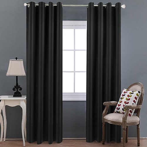 

Blackout Curtain Drapes Farmhouse Grommet/Eyelet Curtain Panels For Living Room Bedroom Door Kitchen Window Treatments Thermal Insulated Room Darkening