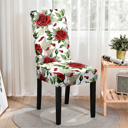 

couverture de chaise de salle à manger ferme floral stretch chaise housse de siège spandex couverture lavable cuisine protecteur pour salle à manger cérémonie de mariage durable