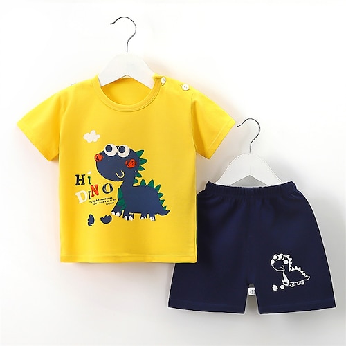 2 Pieces Toddler Boys T-shirt & Shorts Outfit Cartoon Bear