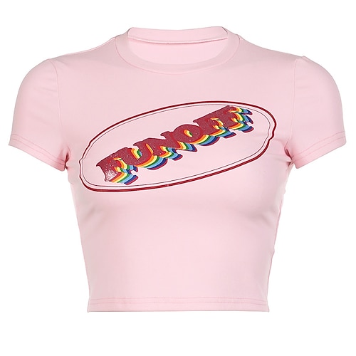 

camiseta cropped para bebê de verão y2k barbiecore pink funoff top diário casual carnaval festival de música coachella