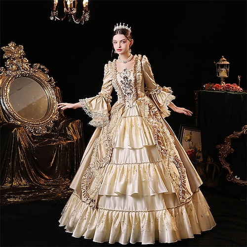  Dolce Lolita Gotico Rococò Vestito Costume da festa Abito da Ballo Principessa Shakespeare Gentildonna Tinta unica Abito da ballo Per donna Halloween Carnevale San Valentino Performance Matrimonio